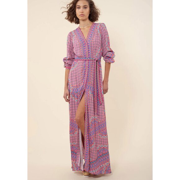 🎉 NEW LISTING Hale Bob Vibrant Multicolor Geometric Long Sleeve Dress, Size M - Picture 1 of 12